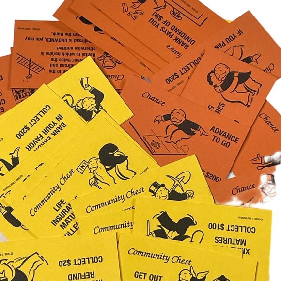 Monopoly Community Chest Chance Card Deck Replacement Game Pieces Complete u B - Picture 1 of 4